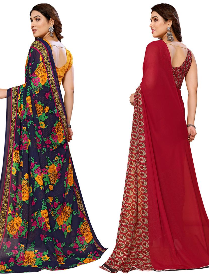 women pack of 2 casual wear combo sarees with blouse - 21434317 - Standard Image - 1