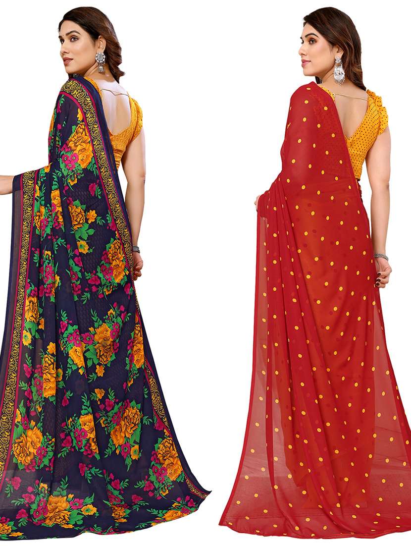 women pack of 2 casual wear combo sarees with blouse - 21434318 -  Standard Image - 1