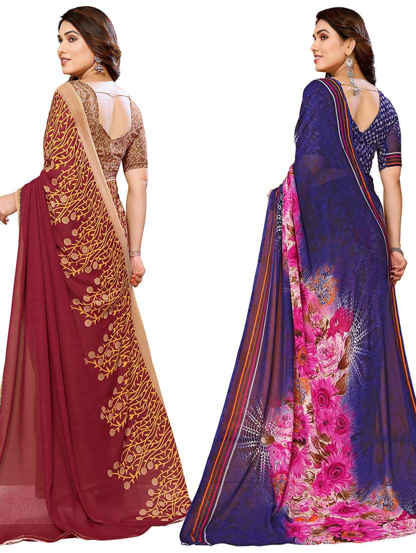 women pack of 2 casual wear combo sarees with blouse - 21434332 -  Standard Image - 1