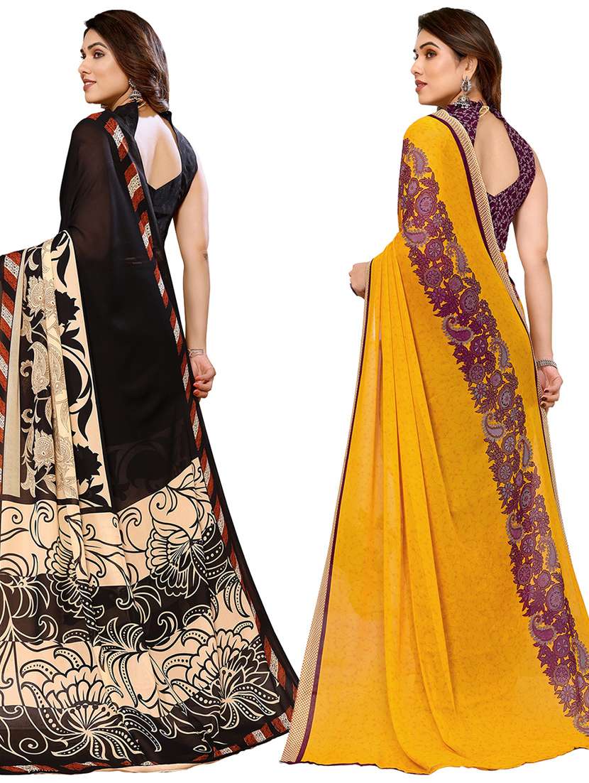 women pack of 2 casual wear combo sarees with blouse - 21434338 -  Standard Image - 1