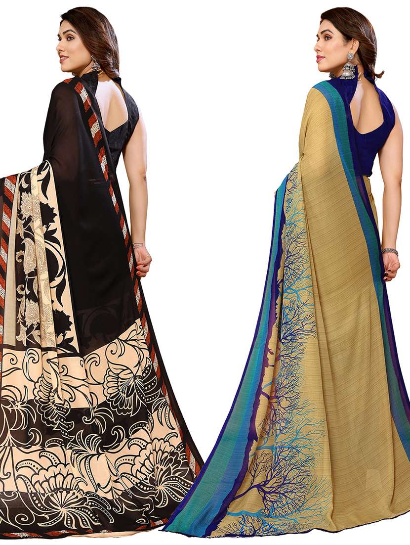 women pack of 2 casual wear combo sarees with blouse - 21434342 -  Standard Image - 1