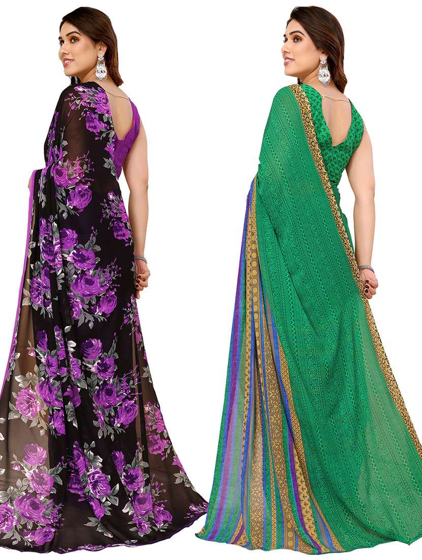 women pack of 2 casual wear combo sarees with blouse - 21434345 -  Standard Image - 1