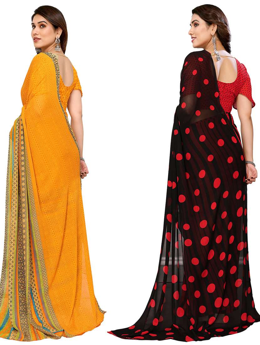 women pack of 2 casual wear combo sarees with blouse - 21434353 -  Standard Image - 1