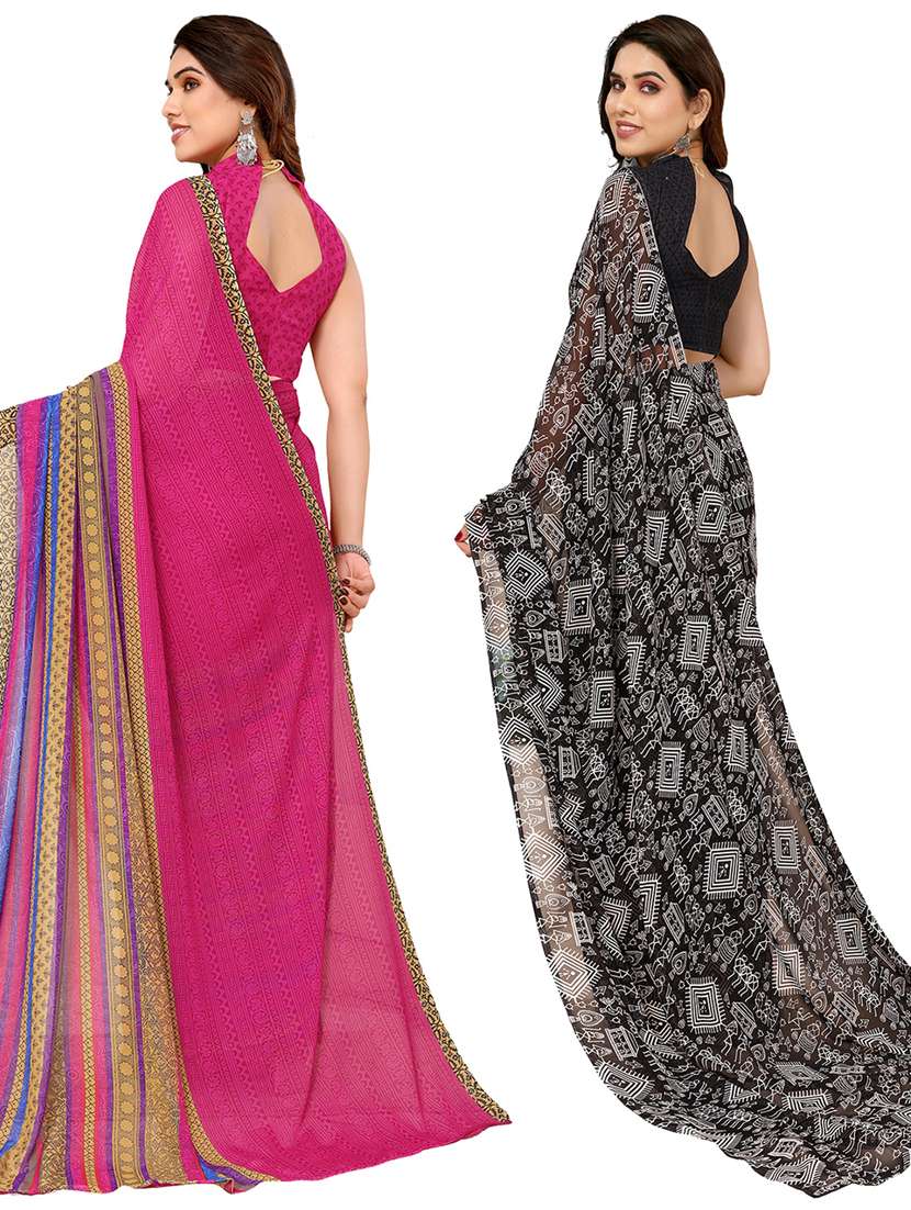 women pack of 2 casual wear combo sarees with blouse - 21434356 -  Standard Image - 1