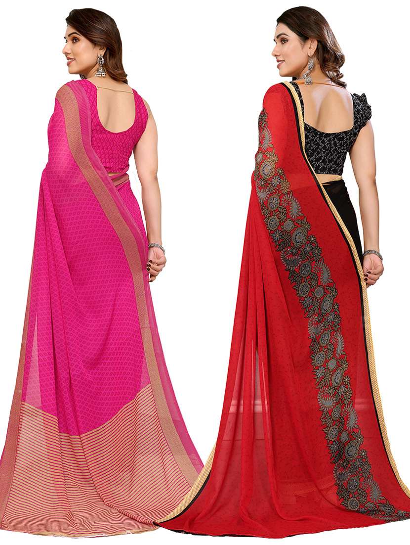 women pack of 2 casual wear combo sarees with blouse - 21434360 - Standard Image - 1