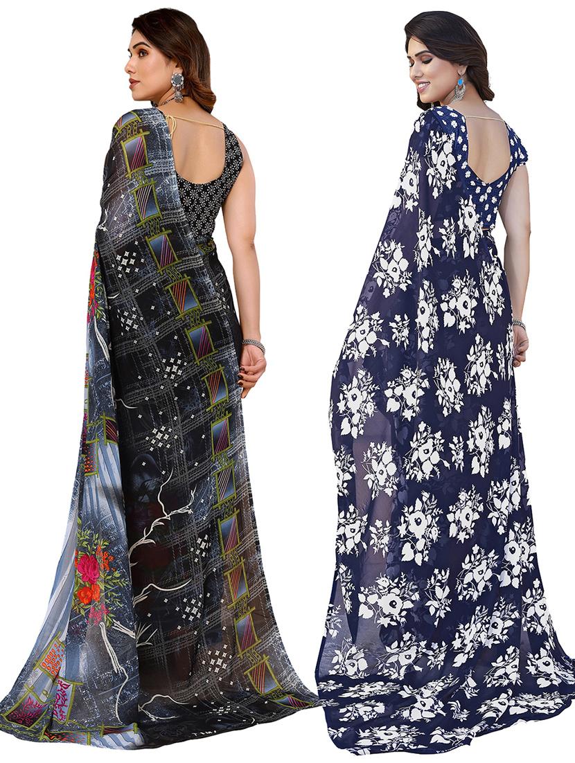 women pack of 2 casual wear combo sarees with blouse - 21434367 - Standard Image - 1