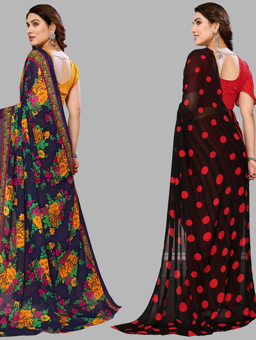 women pack of 2 casual wear combo sarees with blouse - 21434375 - Standard Image - 1