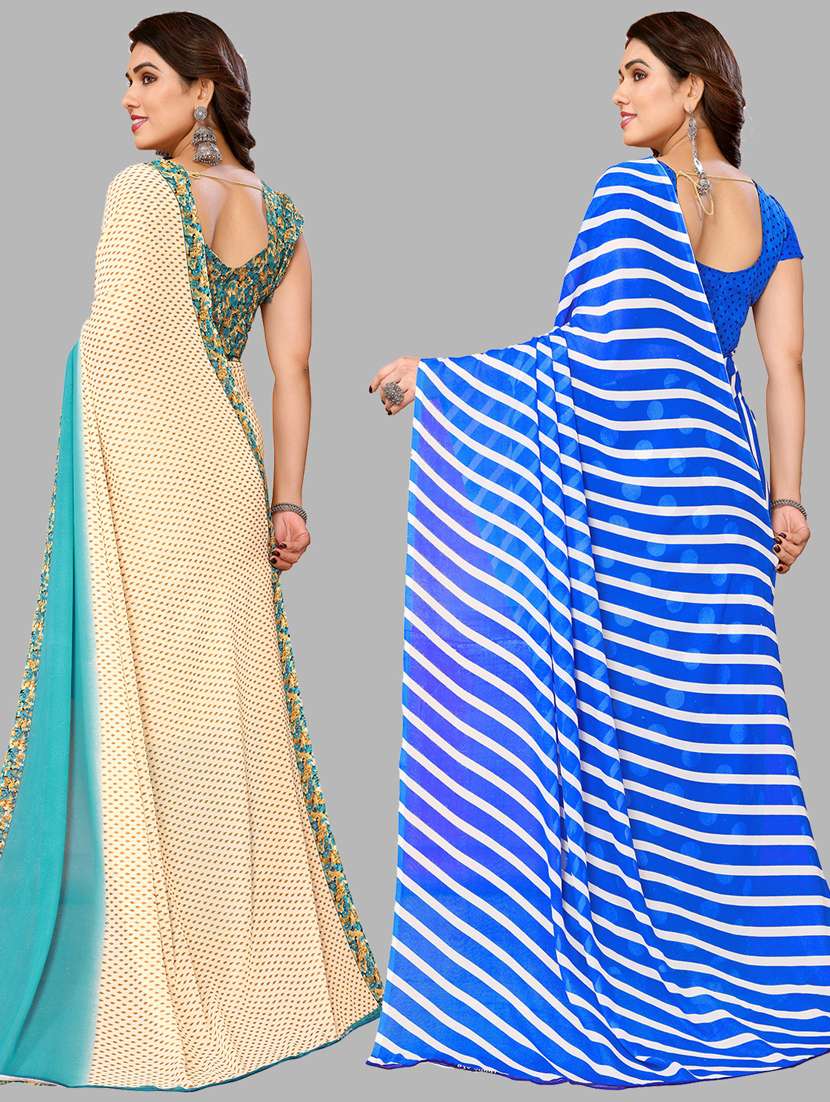 women pack of 2 casual wear combo sarees with blouse - 21434381 -  Standard Image - 1