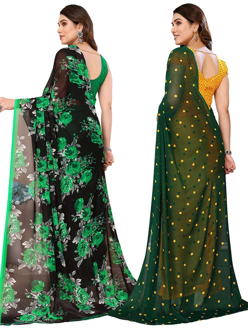women pack of 2 casual wear combo sarees with blouse - 21434383 -  Standard Image - 1