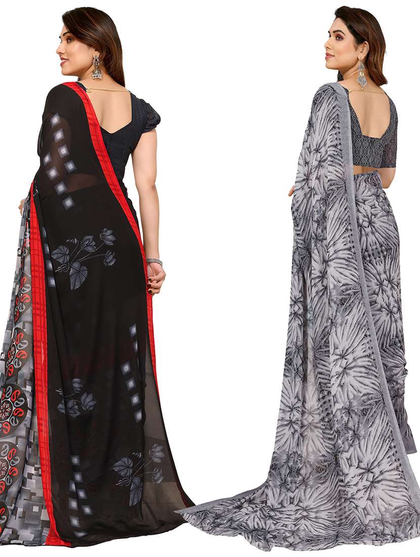 women pack of 2 casual wear combo sarees with blouse - 21434386 -  Standard Image - 1