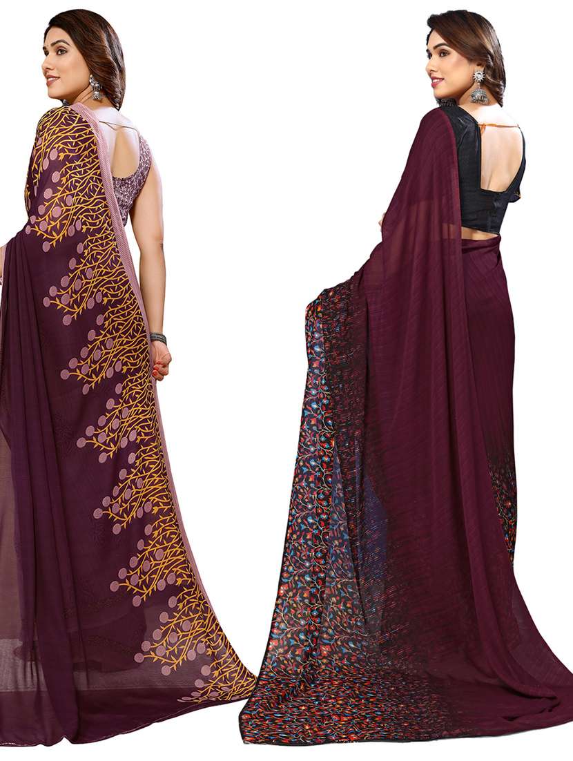 women pack of 2 casual wear combo sarees with blouse - 21434396 -  Standard Image - 1