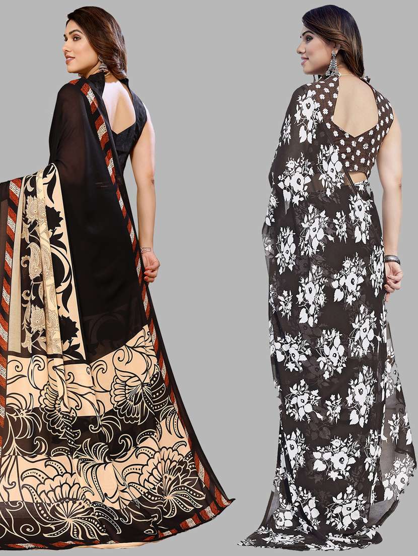 women pack of 2 casual wear combo sarees with blouse - 21434409 -  Standard Image - 1