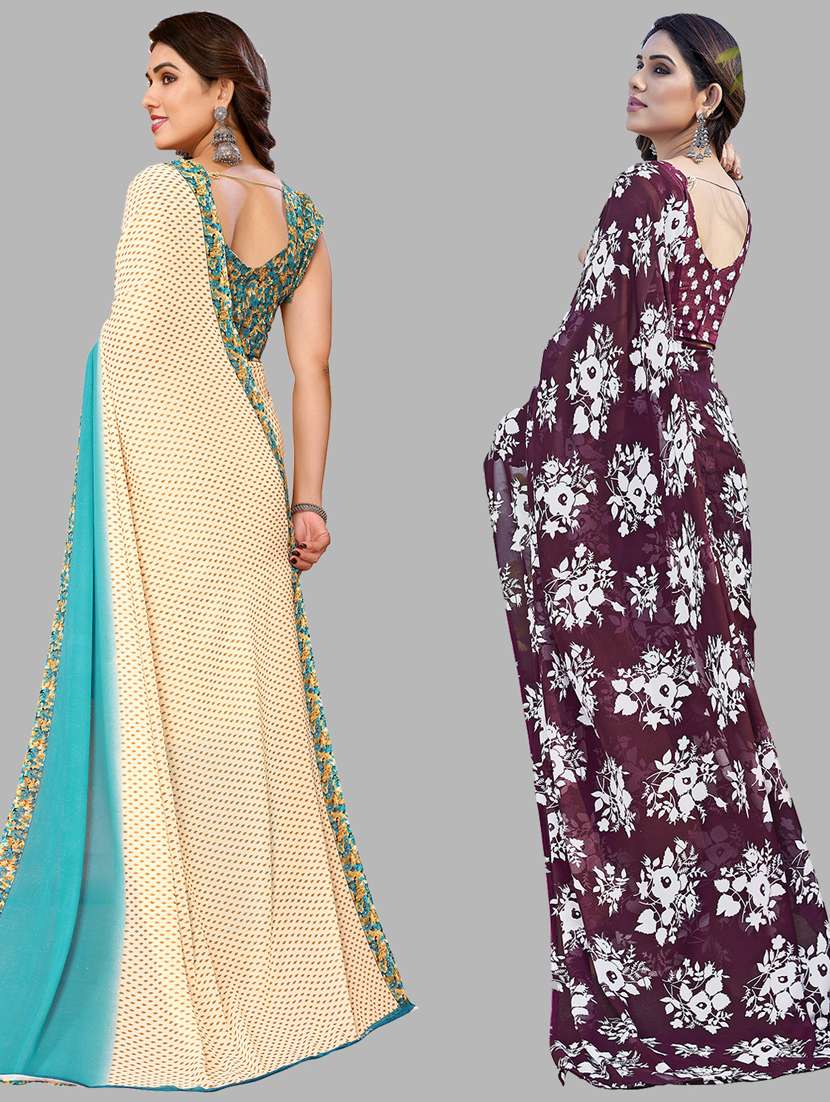 women pack of 2 casual wear combo saree with blouse - 21434424 - Standard Image - 1