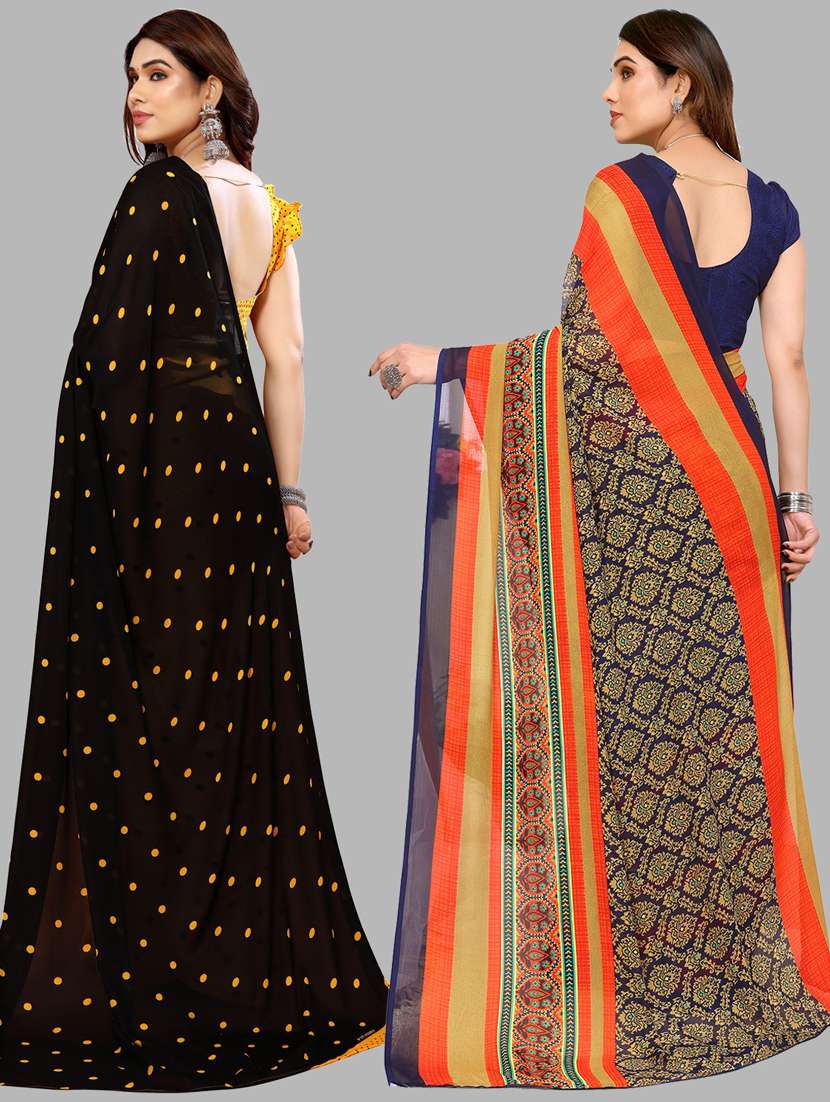 women pack of 2 casual wear combo sarees with blouse - 21434428 -  Standard Image - 1