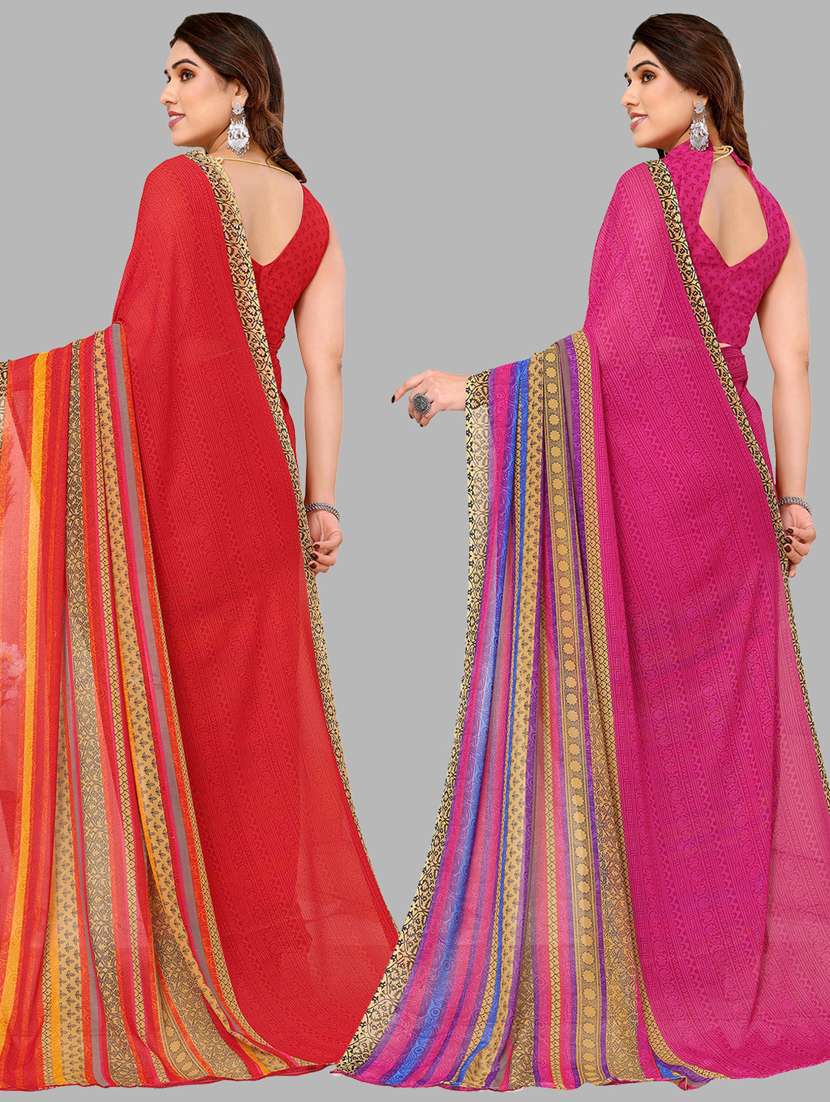 women pack of 2 casual wear combo sarees with blouse - 21434430 -  Standard Image - 1