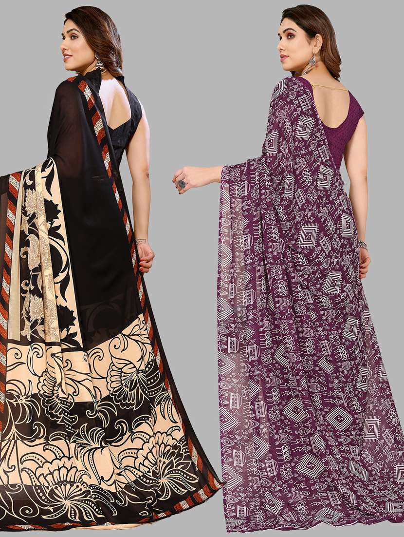 women pack of 2 casual wear combo sarees with blouse - 21434433 - Standard Image - 1