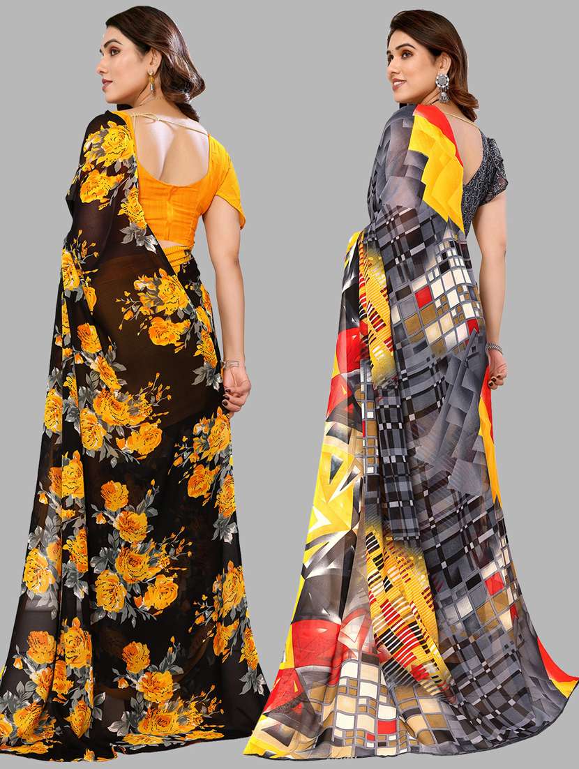 women pack of 2 casual wear combo saree with blouse - 21434437 -  Standard Image - 1
