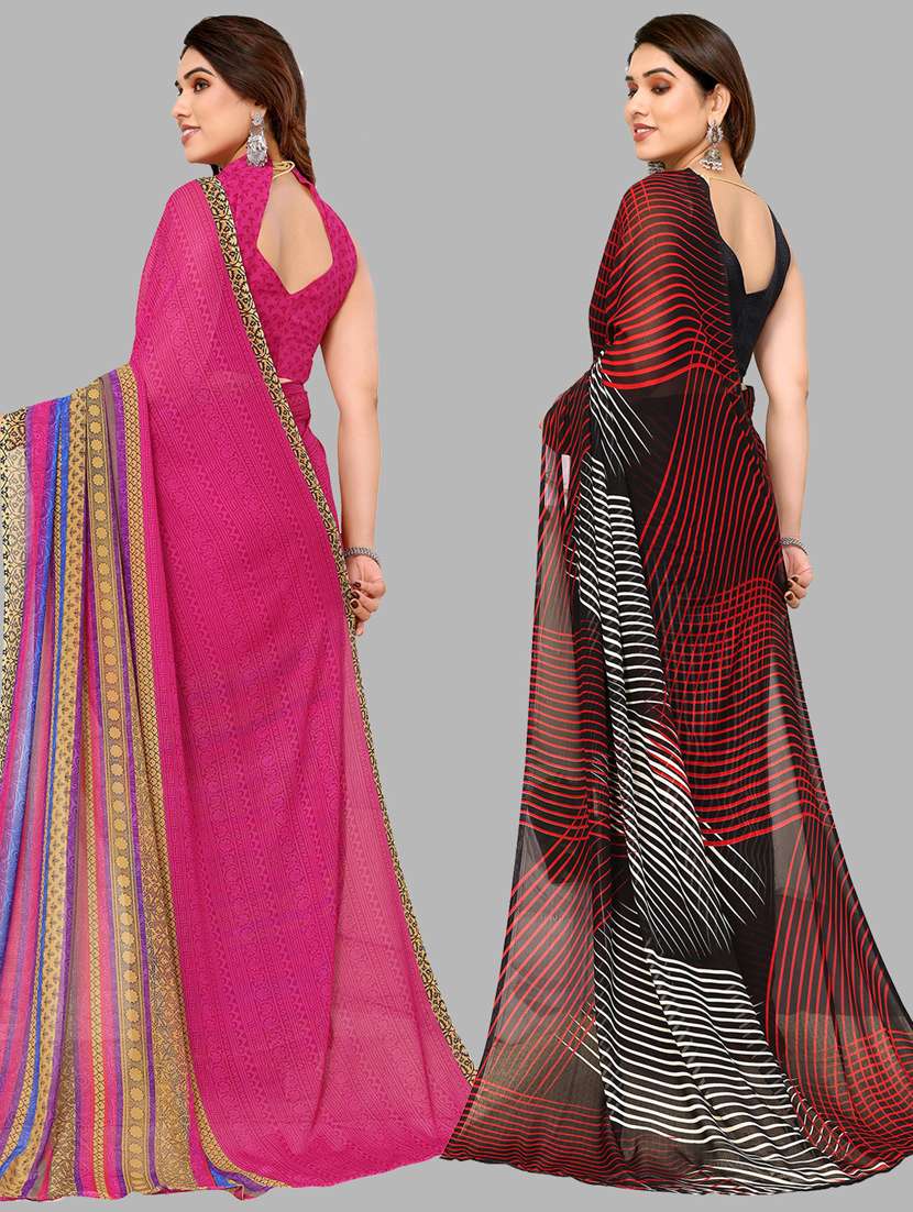 women pack of 2 casual wear combo sarees with blouse - 21434439 -  Standard Image - 1