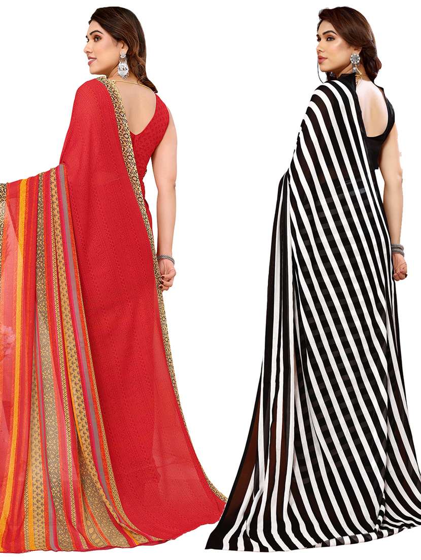 women pack of 2 casual wear combo sarees with blouse - 21434440 -  Standard Image - 1