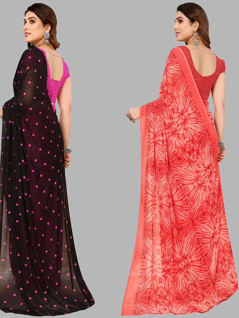 women pack of 2 casual wear combo sarees with blouse - 21434443 -  Standard Image - 1