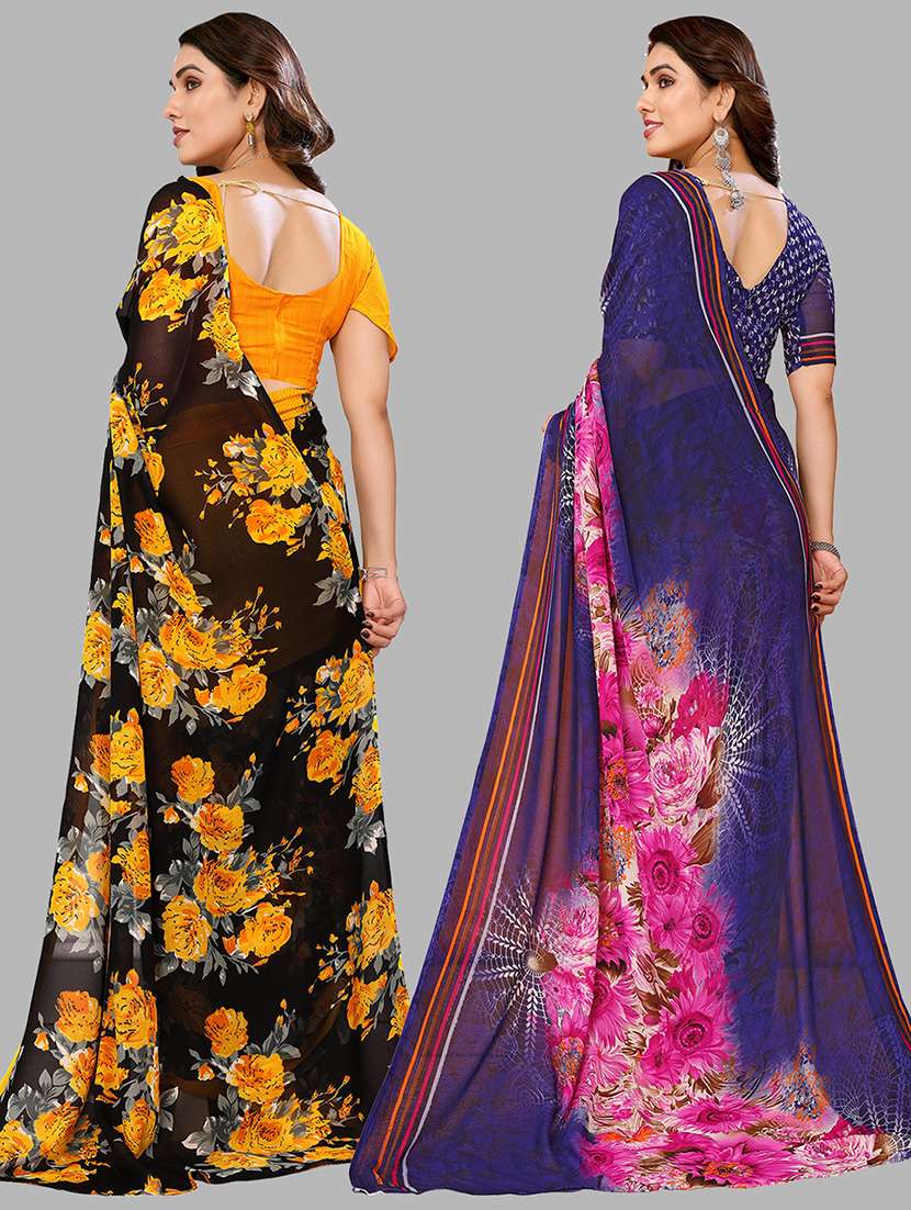 women pack of 2 casual wear combo sarees with blouse - 21434447 -  Standard Image - 1