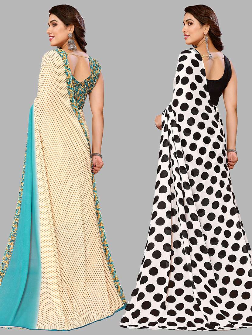 women pack of 2 casual wear combo sarees with blouse - 21434449 -  Standard Image - 1