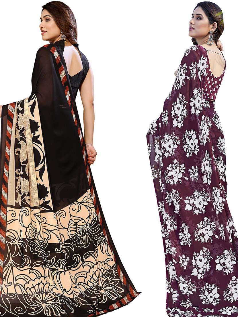 women pack of 2 casual wear combo sarees with blouse - 21434450 -  Standard Image - 1