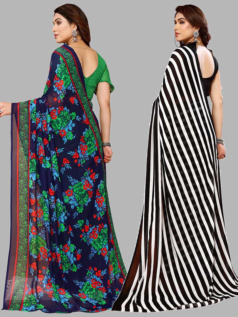 women pack of 2 casual wear combo sarees with blouse - 21434453 -  Standard Image - 1