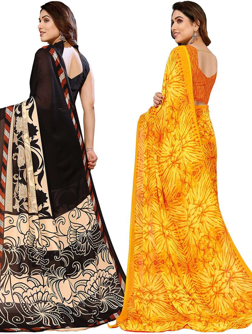 women pack of 2 casual wear combo sarees with blouse - 21434459 -  Standard Image - 1