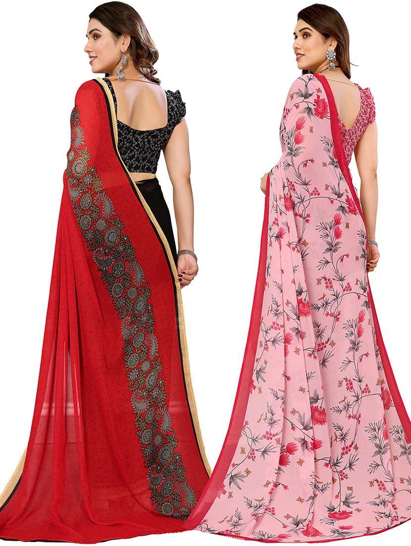 women pack of 2 casual wear combo sarees with blouse - 21434466 -  Standard Image - 1