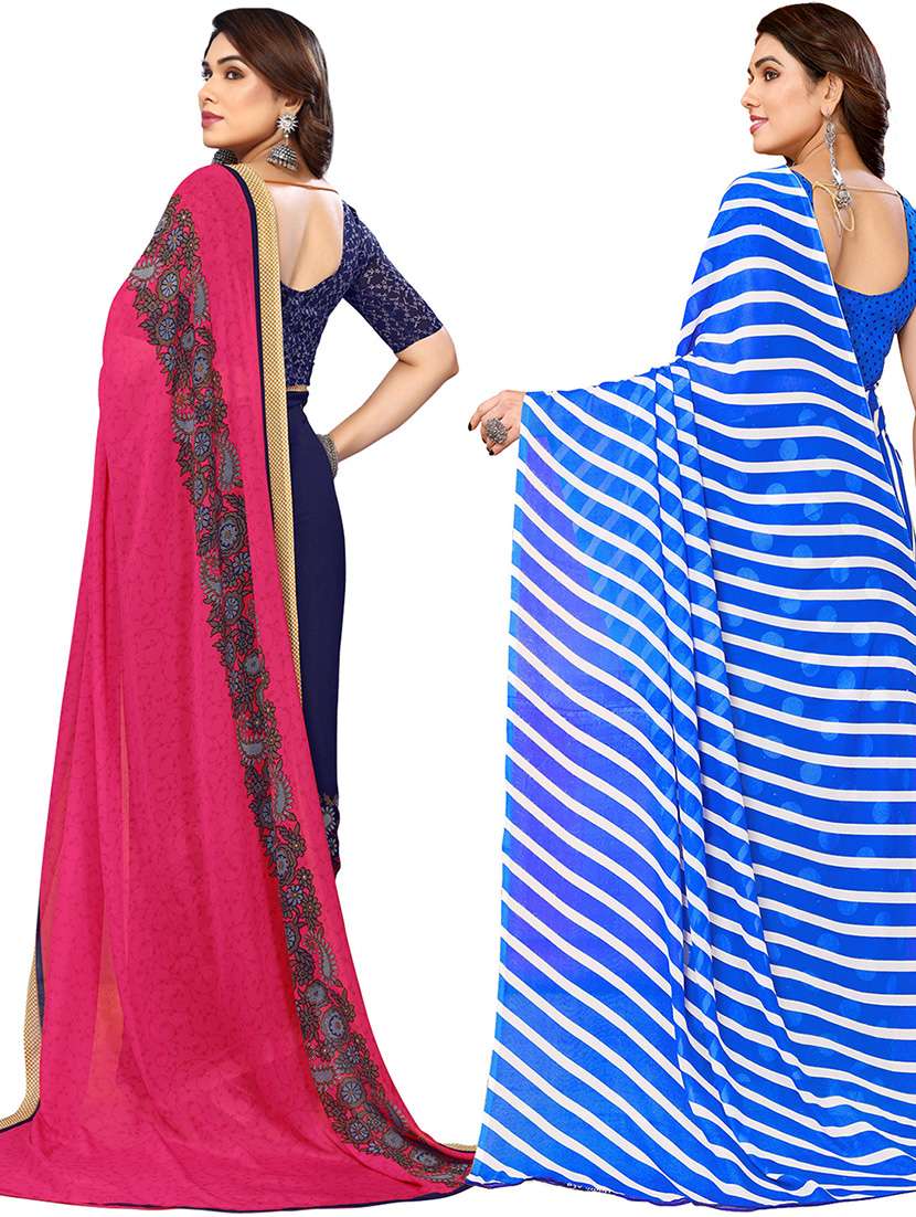 women pack of 2 casual wear combo saree with blouse - 21434470 -  Standard Image - 1
