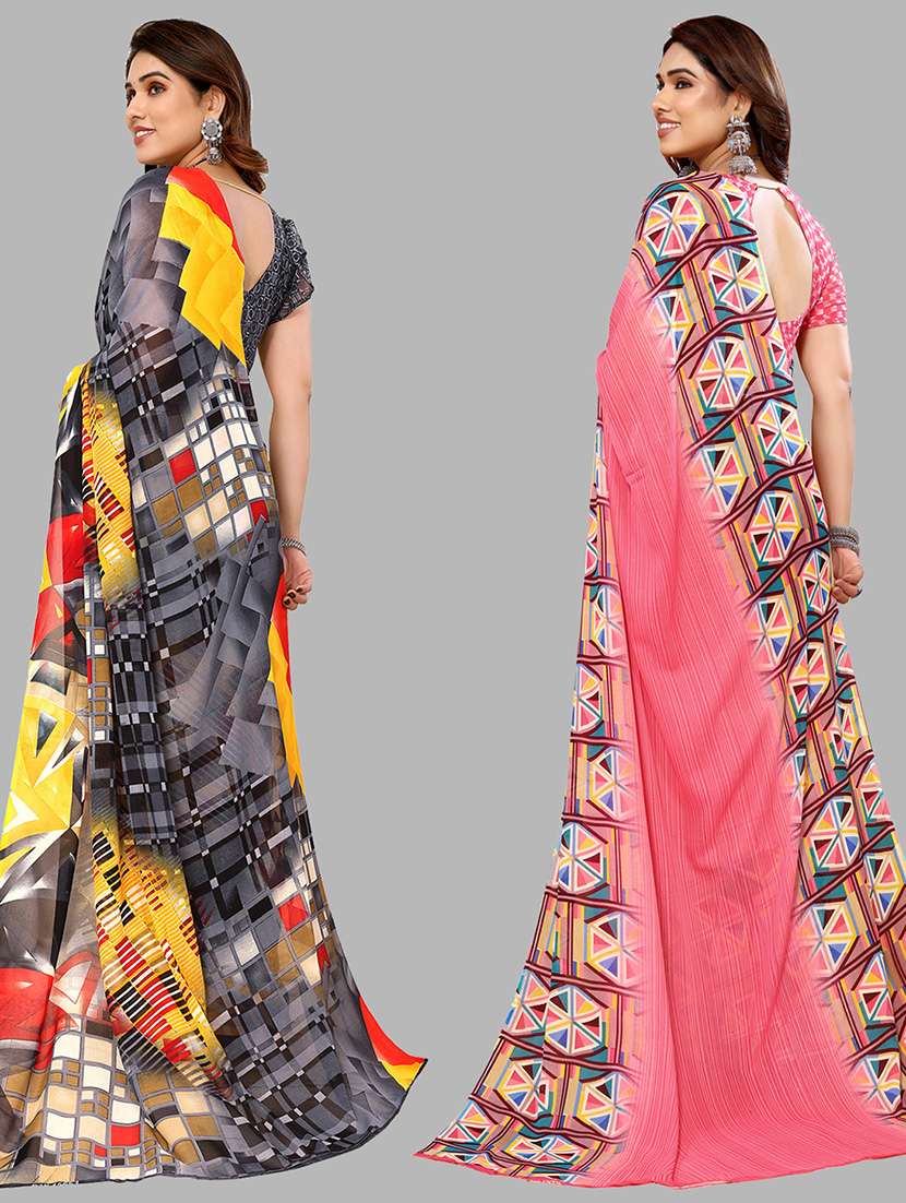 women pack of 2 casual wear combo sarees with blouse - 21434653 -  Standard Image - 1