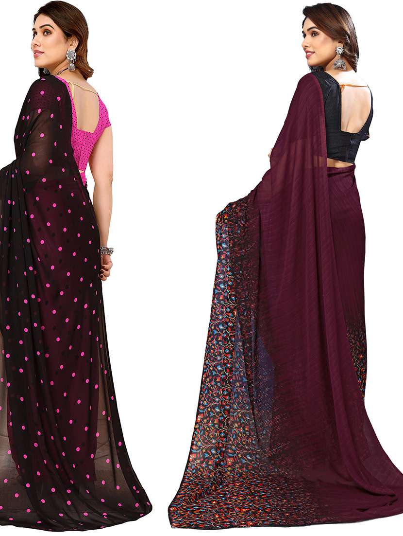 women pack of 2 casual wear combo sarees with blouse - 21434665 -  Standard Image - 1