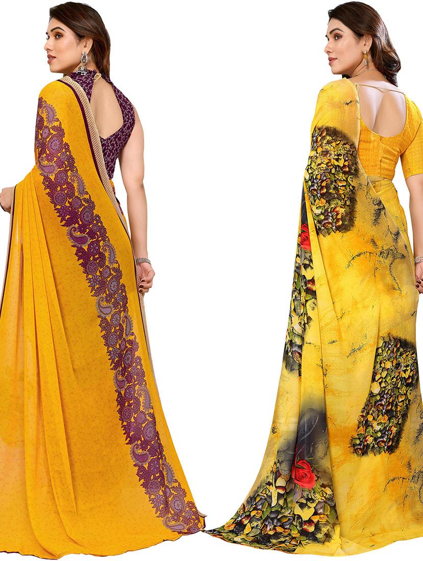 women pack of 2 casual wear combo sarees with blouse - 21434671 - Standard Image - 1