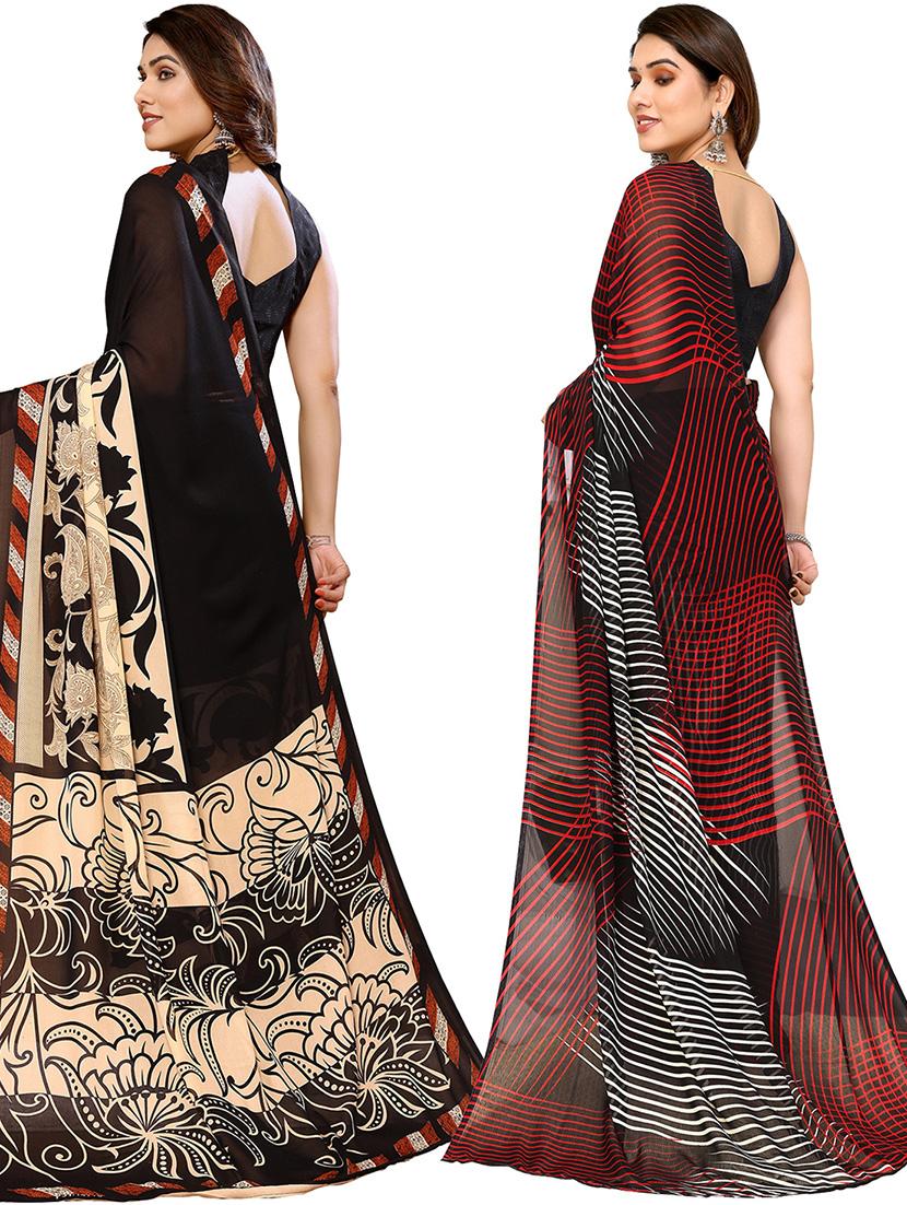 women pack of 2 casual wear combo sarees with blouse - 21434713 - Standard Image - 1