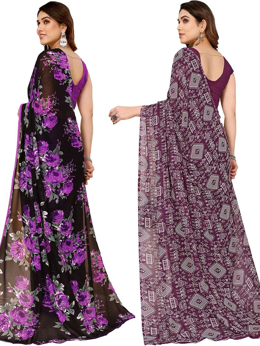 women pack of 2 casual wear combo sarees with blouse - 21434717 -  Standard Image - 1