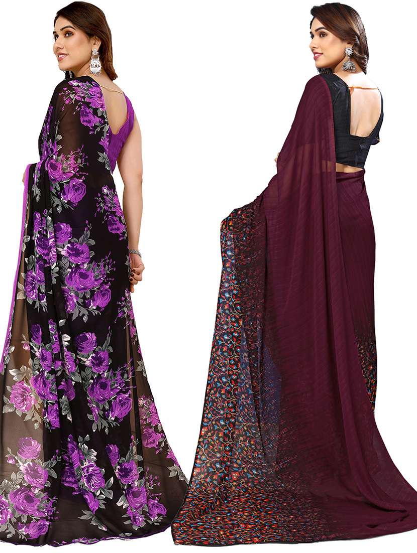 women pack of 2 casual wear combo sarees with blouse - 21434724 -  Standard Image - 1