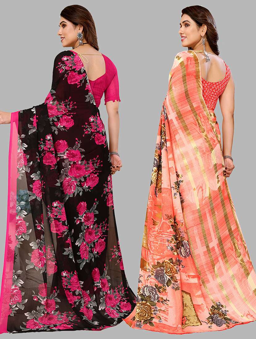 women pack of 2 casual wear combo sarees with blouse - 21434725 -  Standard Image - 1