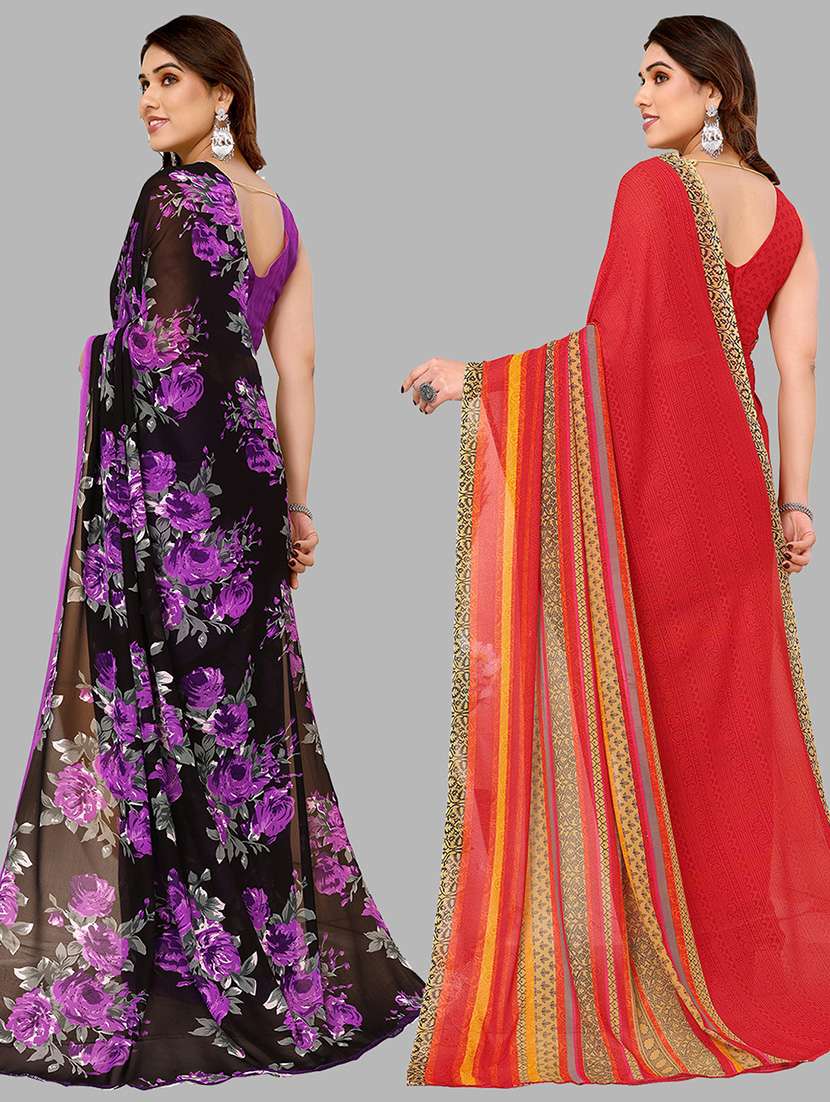 women pack of 2 casual wear combo sarees with blouse - 21434727 -  Standard Image - 1