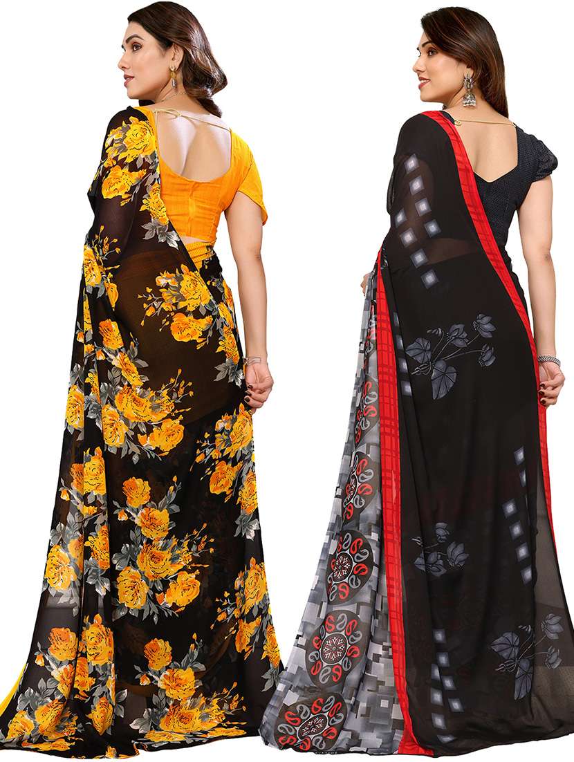 women pack of 2 casual wear combo sarees with blouse - 21434735 -  Standard Image - 1