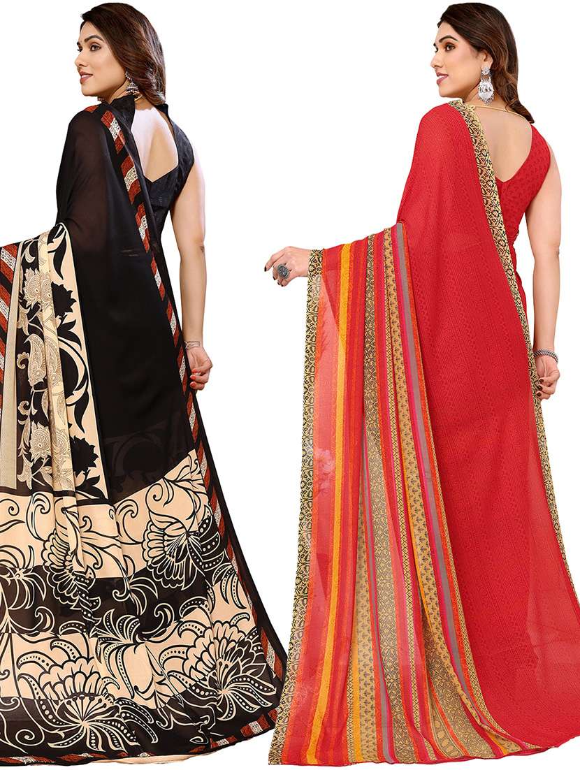 women pack of 2 casual wear combo sarees with blouse - 21434740 -  Standard Image - 1