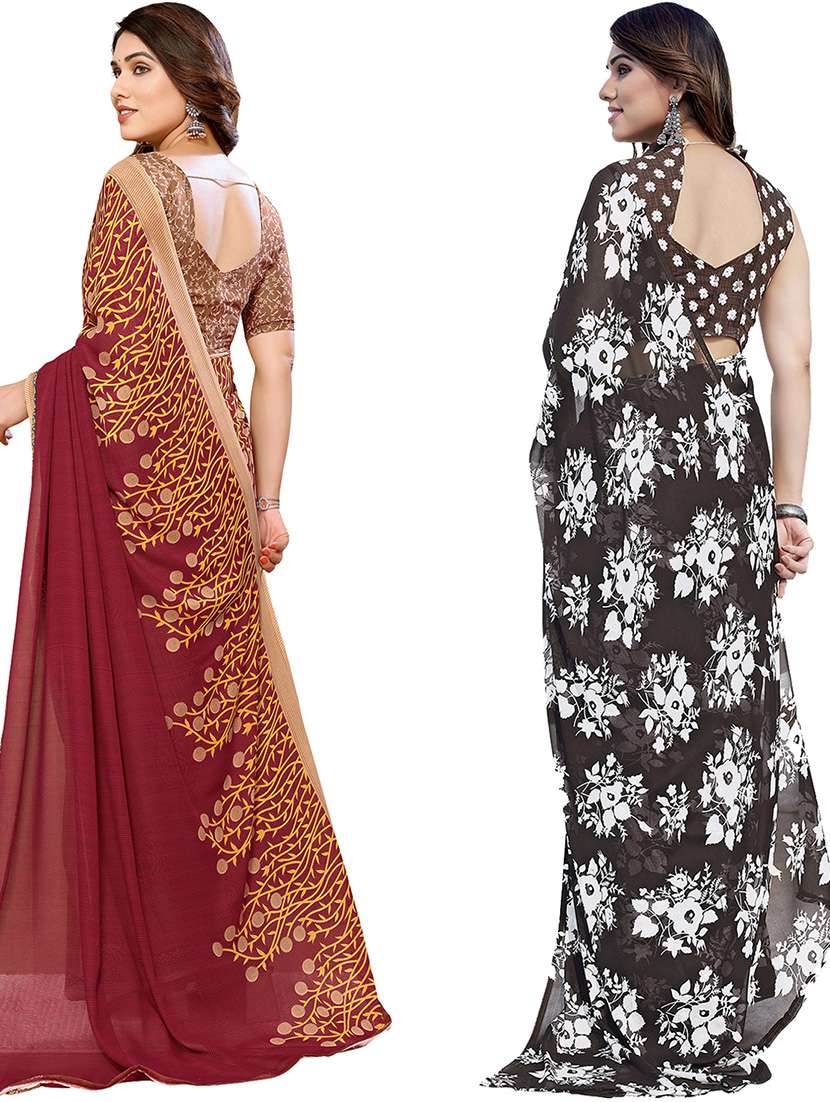 women pack of 2 casual wear combo sarees with blouse - 21434742 - Standard Image - 1