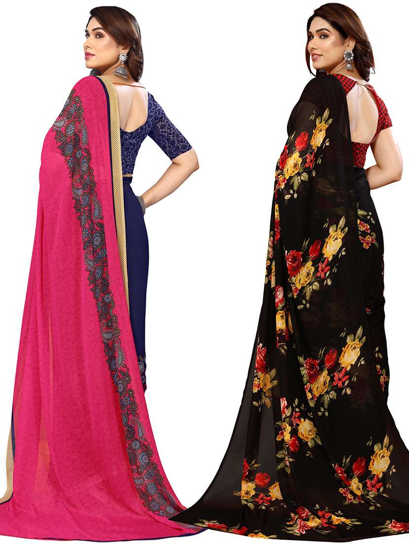 women pack of 2 casual wear combo sarees with blouse - 21434751 -  Standard Image - 1