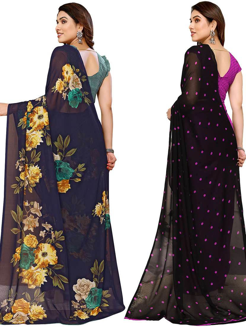 women pack of 2 casual wear combo sarees with blouse - 21434752 -  Standard Image - 1