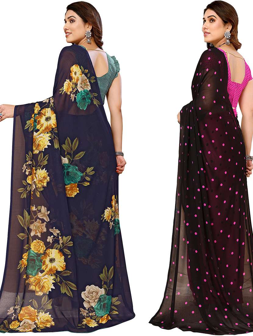 women pack of 2 casual wear combo sarees with blouse - 21434758 -  Standard Image - 1