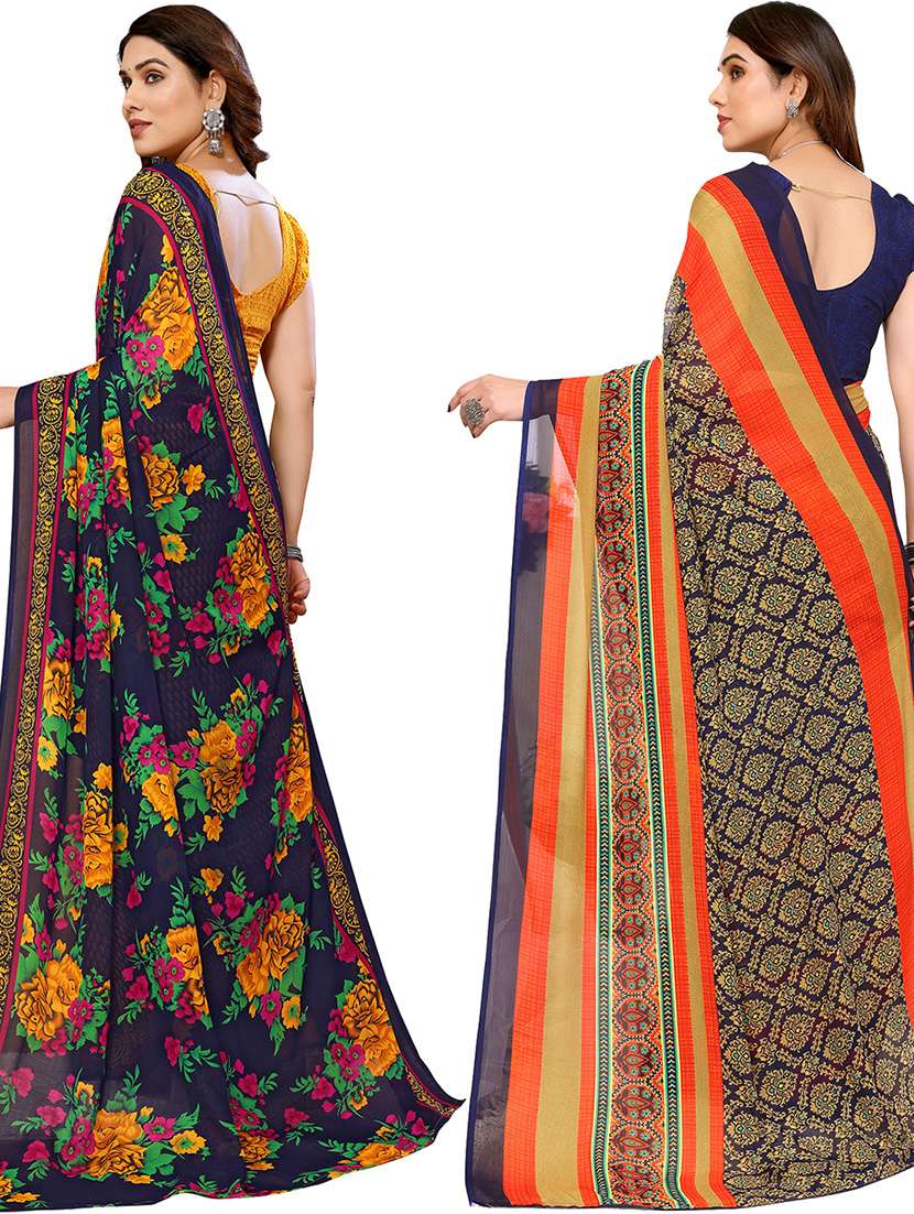 women pack of 2 casual wear combo sarees with blouse - 21434767 - Standard Image - 1