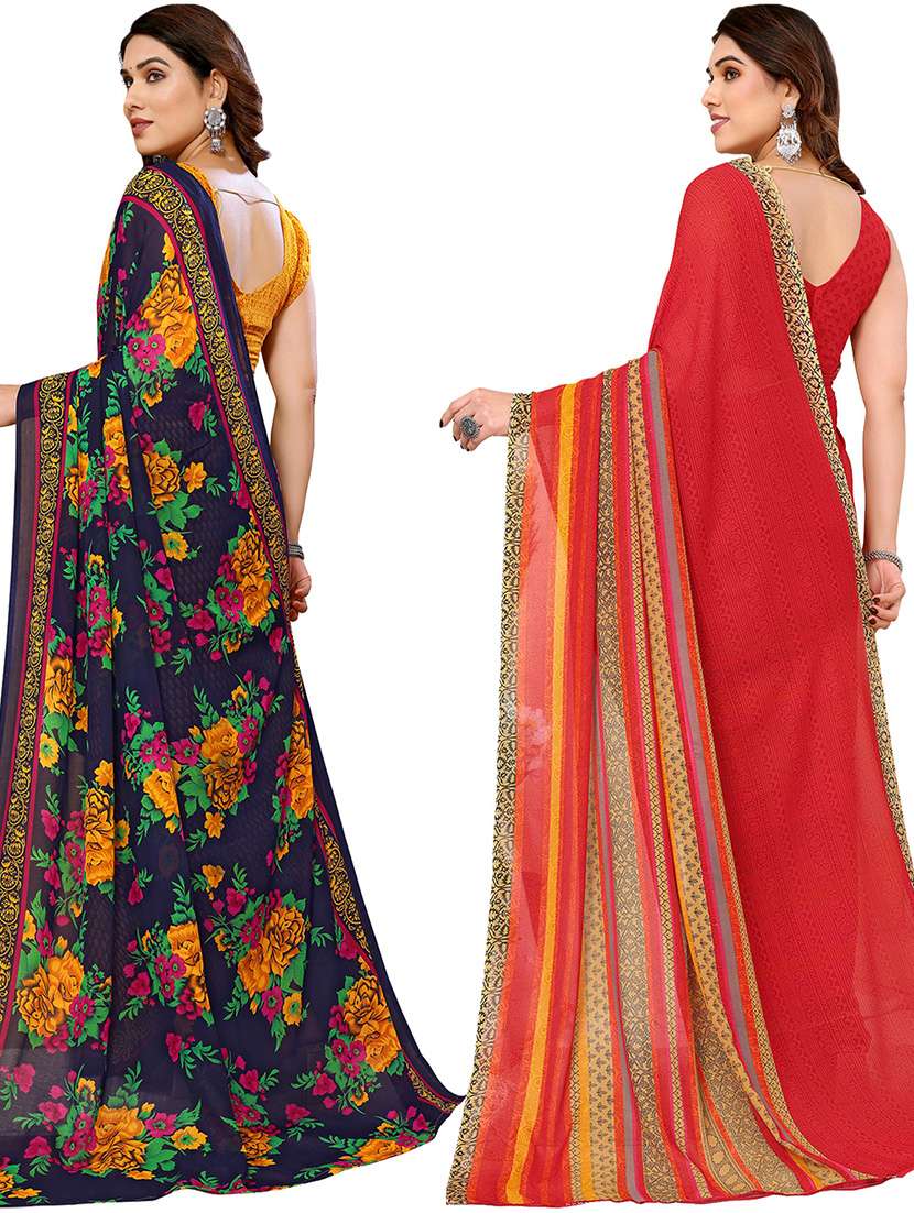 women pack of 2 casual wear combo sarees with blouse - 21434769 -  Standard Image - 1
