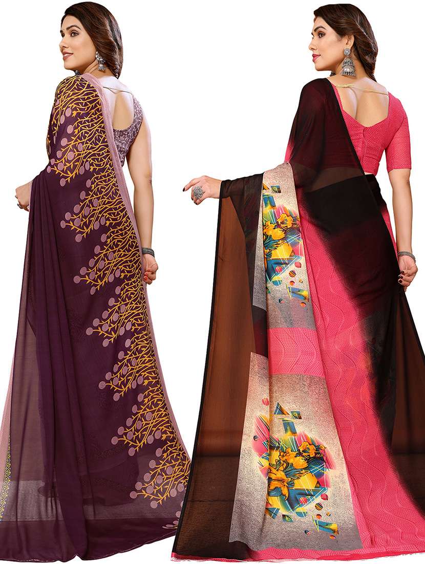 women pack of 2 casual wear combo sarees with blouse - 21434778 -  Standard Image - 1