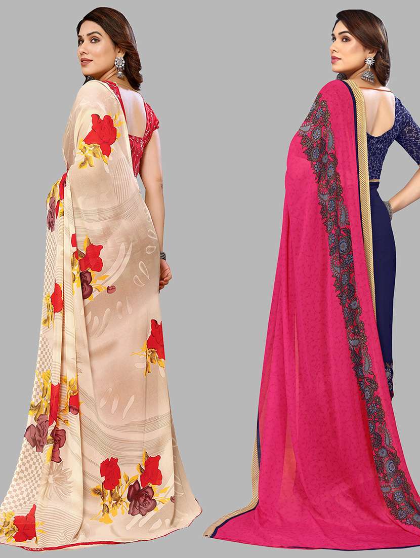 women pack of 2 casual wear combo sarees with blouse - 21434793 -  Standard Image - 1
