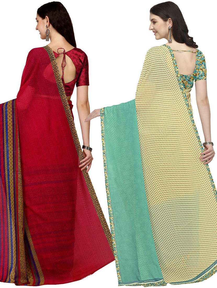 women pack of 2 casual wear combo sarees with blouse - 21434822 -  Standard Image - 1